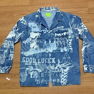 HUF Blue and White Graphic Jacket